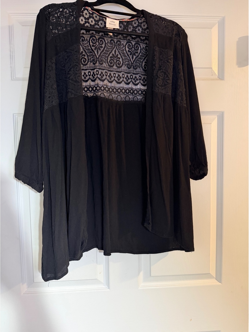 Knox Rose black embroidered sheer cardigan